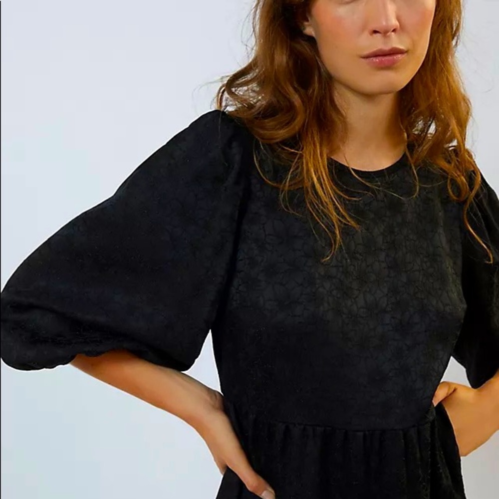 NWT Anthropologie Embroidered Black Midi Dress